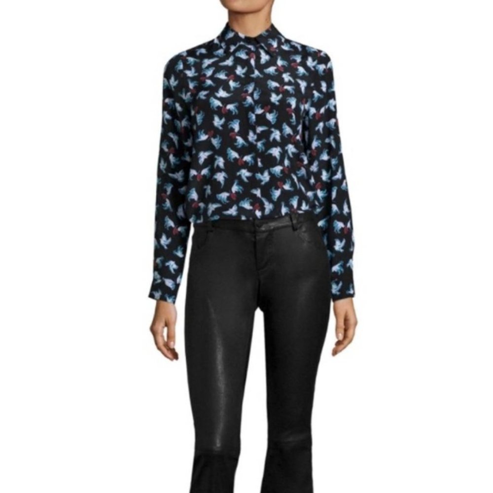 Alice + Olive Willa Dove Heart Printed Silk Shirt